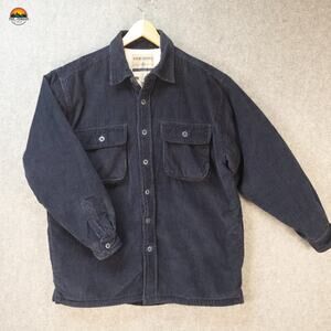High Sierra Corduroy Jacket Navy Blue Collared Sherpa Lined Cabincore Men's M